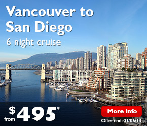 6 Night Pacific Coast Cruise Vancouver to San Diego on the ms Westerdam