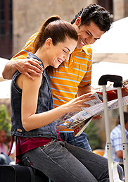 Couple looking at maps