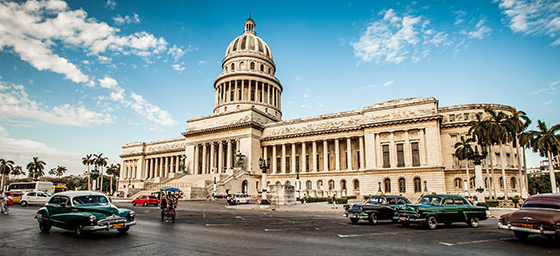 Capitol Building and Streetscape in Havana, Cuba