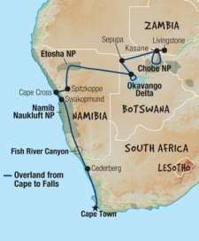 21 Day tour departing Cape Town - Highlights Cape Town, Sesriem, Sossusvlei, Swakopmund, Cape Cross, Spitzkoppe, Kasane, Livingstone