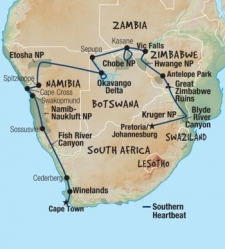 32 Day tour departing Pretoria - Highlights Pretoria, Johannesburg, Kruger National Park, Tshipise, Gweru, Kasane, Spitzkoppe, Cape Cross, Swakopmund, Sesriem, Sossusvlei, Cape Town, Livingstone