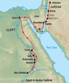 16 Day tour departing Cairo - Highlights Cairo, Aswan, Abu Simbel, Edfu, Luxor, Aqaba, Petra, Amman, Jerash, Sharm El Sheikh