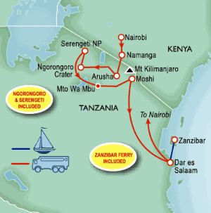 14 Day tour departing Nairobi - Highlights Nairobi, Amboseli, Arusha, Mto Wa Mbu, Moshi, Dar Es Salaam, Zanzibar