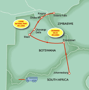 7 Day tour departing Johannesburg - Highlights Johannesburg, Maun, Kasane, Livingstone