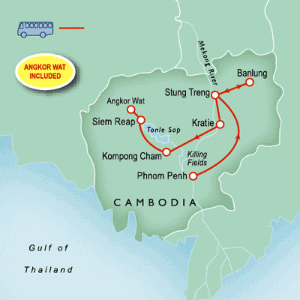 12 Day tour departing Phnom Penh - Highlights Phnom Penh, Stung Treng, Banlung, Kratie, Kompong Cham, Siem Reap, Tonle Sap