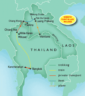14 Day tour departing Bangkok - Highlights Bangkok, Kanchanaburi, Ayutthaya, Chiang Mai, Chiang Khong, Luang Prabang, Vientiane