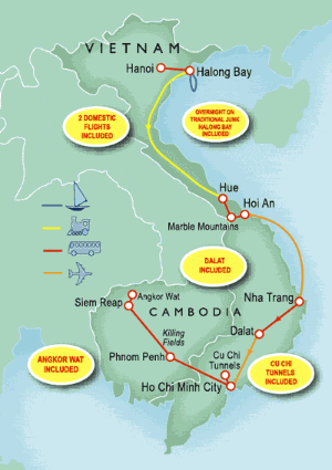 20 Day tour departing Hanoi - Highlights Hanoi, Halong Bay, Hue, Hoi An, Nha Trang, Dalat, Ho Chi Minh City, Phnom Penh, Siem Reap