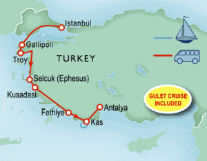 9 Day tour departing Istanbul - Highlights Istanbul, Gallipoli, Selcuk, Kusadasi, Fethiye, Antalya