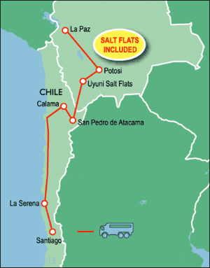 14 Day tour departing La Paz - Highlights La Paz, Potosi, Uyuni, Altiplano, San Pedro De Atacama, Bahia Inglesa, La Serena, Santiago