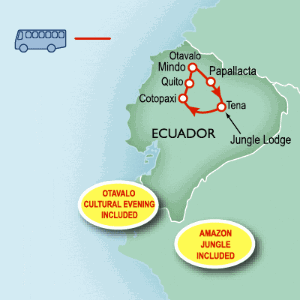 13 Day tour departing Quito - Highlights Quito, Mindo, Otavalo, Papallacta, Tena, Hacienda, Laguna Limpiopungo