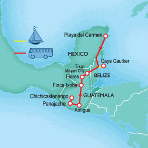 13 Day tour departing Antigua - Highlights Antigua, Panajachel, Chichicastenango, Flores, Tikal, Playa del Carmen