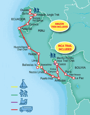 42 Day tour departing La Paz - Highlights La Paz, Puno, Cuzco, Lares, Arequipa, Chivay, Paracas, Lima, Huaraz, Punta Sal, Cuenca, Banos, Rio Verde, Otavalo, Quito