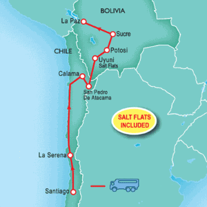 14 Day tour departing Santiago - Highlights Santiago, La Serena, San Pedro De Atacama, Altiplano, Uyuni, Potosi, La Paz