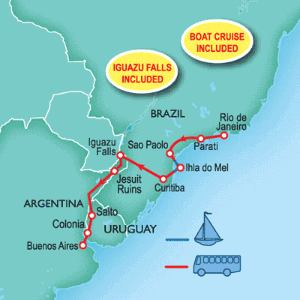 15 Day tour departing Rio De Janeiro - Highlights Rio De Janeiro, Parati, Curitiba, San Ignacio, Salto, Montevideo, Buenos Aires, Puerto Iguazu