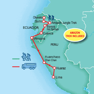 21 Day tour departing Lima - Highlights Lima, Huaraz, Punta Sal, Cuenca, Banos, Rio Verde, Otavalo, Quito