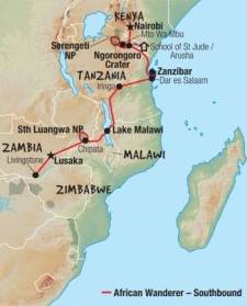 22 Day tour departing Nairobi - Highlights Nairobi, Arusha, Mto Wa Mbu, Dar Es Salaam, Zanzibar, Iringa, Lilongwe, Chipata, Lusaka, Livingstone