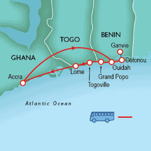 7 Day tour departing Accra - Highlights Accra, Ouidah, Cotonou, Abomey, Ganvie, Grand popo, Togoville, Lome