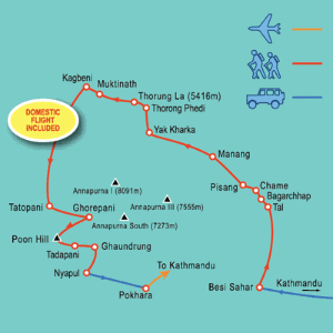 22 Day tour departing Kathmandu - Highlights Kathmandu, Boudhanath Stupa, Pashupatinath, Syange, Chame, Pisang, Manang, Muktinath, Tatopani, Ghorepani, Tadapani, Ghaundrung, Pokhara