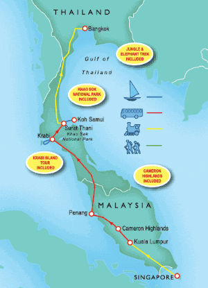 14 Day tour departing Singapore - Highlights Singapore, Kuala Lumpur, Cameron Highlands, Penang, Krabi, Koh Samui, Bangkok