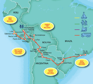 49 Day tour departing Lima - Highlights Lima, Paracas, Arequipa, Chivay, Cuzco, Lares, Puno, La Paz, Rurrenabaque, Uyuni, Sucre, Potosi, Humahuaca, Salta, Parati, Rio De Janeiro, Puerto Iguazu