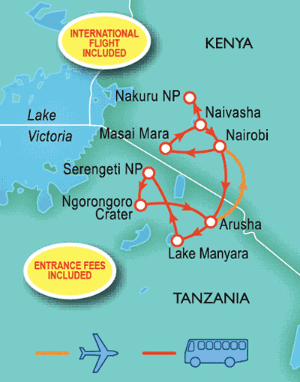 12 Day tour departing Nairobi - Highlights Nairobi, Arusha, Lake Manyara