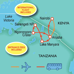 7 Day tour departing Nairobi - Highlights Nairobi, Arusha, Lake Manyara