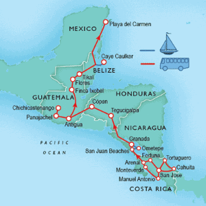 36 Day tour departing San Jose - Highlights San Jose, Cahuita, Tortuguero, La Fortuna, Arenal, Monteverde, Quepos, Manuel Antonio, San Juan del Sur, Granada, Tegucigalpa, Copan, Antigua, Panajachel, Chichicastenango, Flores, Tikal, Playa del Carmen
