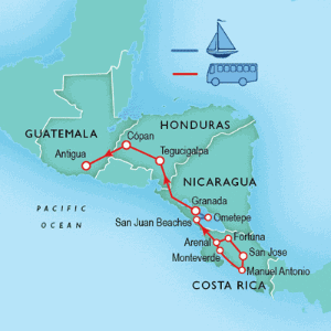 19 Day tour departing San Jose - Highlights San Jose, La Fortuna, Arenal, Monteverde, Quepos, Manuel Antonio, San Juan del Sur, Granada, Tegucigalpa, Copan, Antigua
