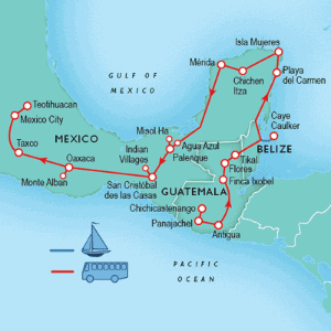 26 Day tour departing Antigua - Highlights Antigua, Panajachel, Chichicastenango, Flores, Tikal, Playa del Carmen, Isla Mujeres, Chichen Itza, Palenque, Oaxaca, Mexico City