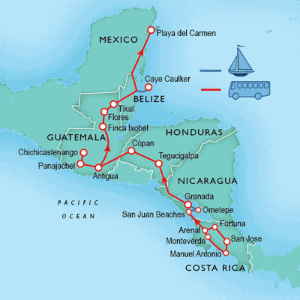 31 Day tour departing San Jose - Highlights San Jose, La Fortuna, Arenal, Monteverde, Quepos, Manuel Antonio, San Juan del Sur, Granada, Tegucigalpa, Copan, Antigua, Panajachel, Chichicastenango, Flores, Tikal, Playa del Carmen