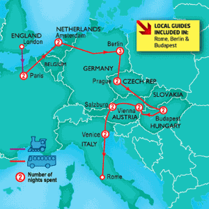 18 Day tour departing London - Highlights London, Paris, Amsterdam, Berlin, Prague, Krakow, Vienna, Salzburg, Venice, Rome