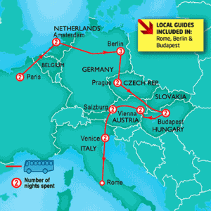 18 Day tour departing Paris - Highlights Paris, Amsterdam, Berlin, Prague, Krakow, Vienna, Salzburg, Venice, Rome