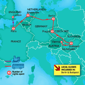 12 Day tour departing London - Highlights London, Paris, Amsterdam, Berlin, Prague, Krakow, Vienna