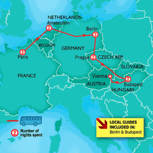 12 Day tour departing Paris - Highlights Paris, Amsterdam, Berlin, Prague, Krakow, Vienna