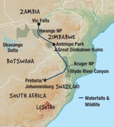 12 Day tour departing Pretoria - Highlights Pretoria, Johannesburg, Kruger National Park, Gweru, Livingstone