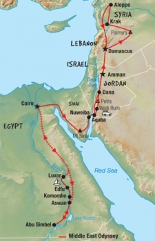 23 Day tour departing Cairo - Highlights Cairo, Aswan, Abu Simbel, Edfu, Luxor, Petra, Jerash, Damascus, Aleppo