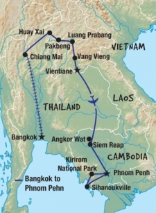 21 Day tour departing Bangkok - Highlights Bangkok, Chiang Mai, Huay Xai, Luang Prabang, Vang Vieng, Vientiane, Siem Reap, Phnom Penh, Sihanoukville