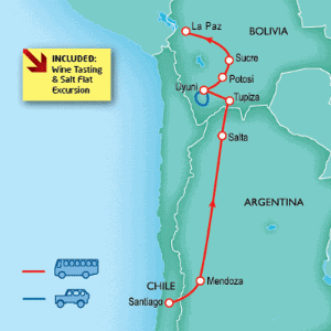 15 Day tour departing Santiago - Highlights Santiago, Mendoza, Salta, Potosi, Sucre, La Paz