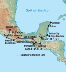21 Day tour departing Cancun - Highlights Cancun, Tulum, Chetumal, Flores, Tikal, Panajachel, Chichicastenango, Antigua, Puerto Escondido, Oaxaca