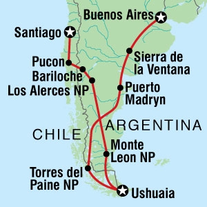 Buenos Aires to Santiago Via Ushuaia