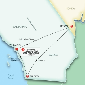 8 Day tour departing Los Angeles - Highlights Los Angeles, Hollywood, Santa Monica, Las Vegas, Mojave, Temecula, San Diego, Balboa, San Juan, Anaheim, La Jolla