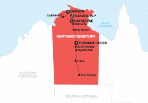 6 Day tour departing Katherine - Highlights Katherine, Daly Waters, Riverside, Orange, Ubirr, Darwin, Casino