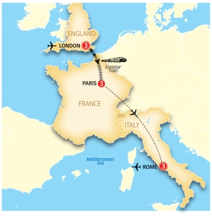 10 Day tour departing London - Highlights London, Paris, Rome, Circus Maximus