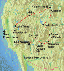 16 Day tour departing San Francisco - Highlights San Francisco, Lake Tahoe, Jackson, Salt Lake City, Moab, Las Vegas