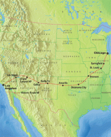 14 Day tour departing Chicago - Highlights Chicago, Springfield, St Louis, Branson, Oklahoma City, Amarillo, Santa Fe, Gallup, Las Vegas, Los Angeles, Santa Monica