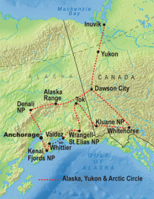 21 Day tour departing Anchorage - Highlights Anchorage, Dawson City, Yukon, Inuvik, Whitehorse, Tok, Valdez