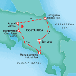12 Day tour departing San Jose - Highlights San Jose, Tortuguero, Arenal, Monteverde, Manuel Antonio, Poas