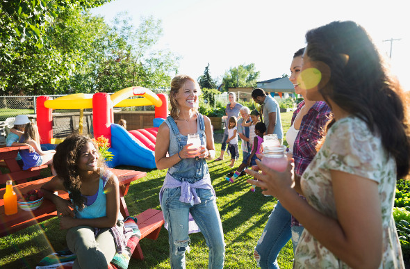 Neighbourhood friends getting together for a street party