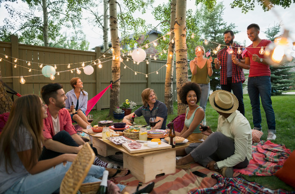 Group of friends having a picnic
