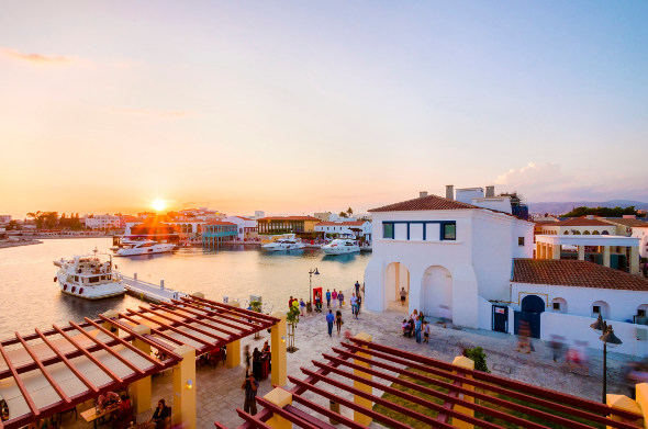 sunset in seaside town cyprus